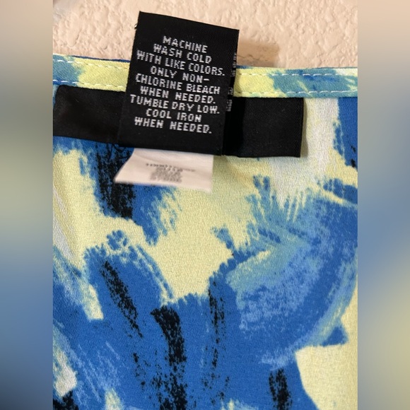 27.ALFANI Women's Green/Blue V-Neck Poet-Sleeve Blouse | Size 10 - Picture 8 of 10